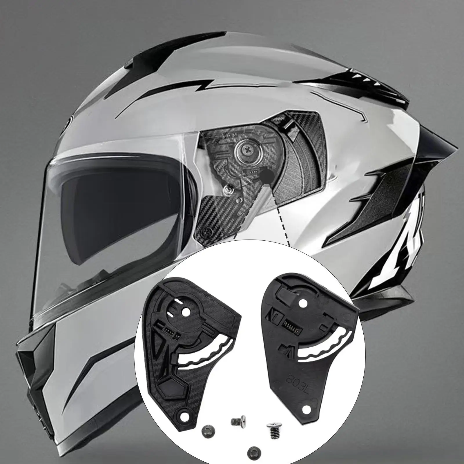 

2 Pieces Motorcycle Helmet Shield Base Motorbike Helmet Accessories Repair Parts Easy to Install for Full Face Helmets