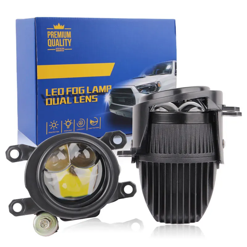 

2 Inch Dual Beam LED Fog Lights Golden Yellow Laser Lens Straight Shot High Low Beam Super Bright Penetration Car Accessories