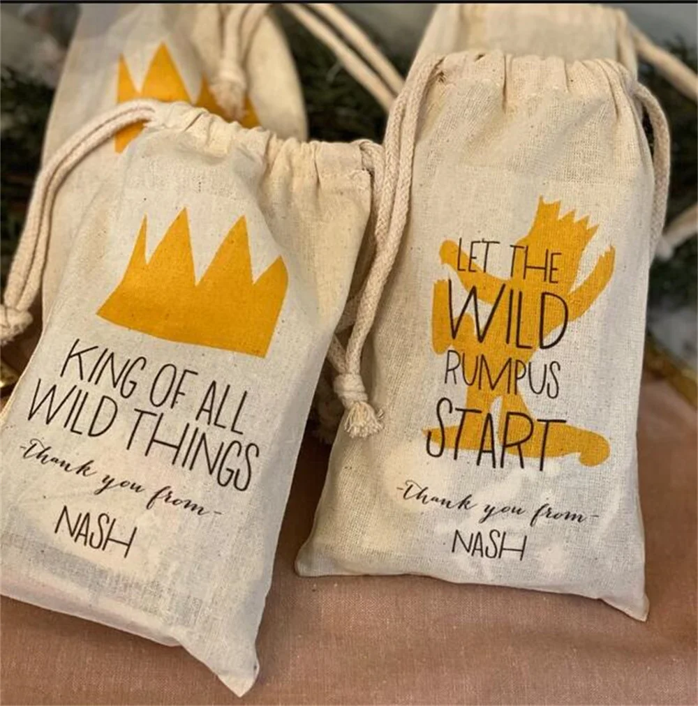 

WILD Monster THINGS - Personalized Favor Bags - Set of 20 - Birthday - Wild Rumpus - King - party favor bags