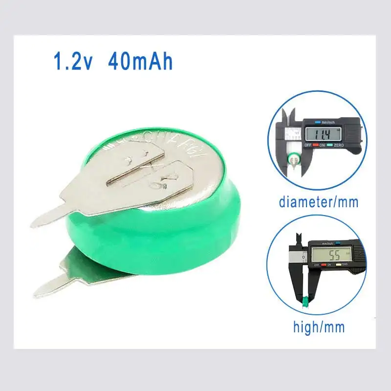 20PCS 1.2V 40mAh Ni-MH Rechargeable Battery Button Coin Cell With Welding Pins For Toy Timer LED Calendar Solar Energy Electric