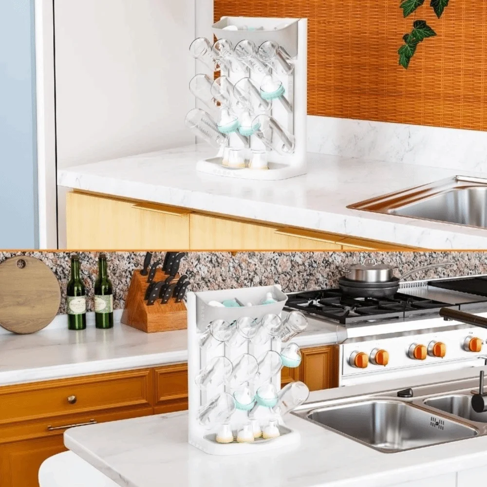 Multi-layer Baby Bottle Drying Rack Large Capacity Space Saving Cups Drying Stand Holder Multi Tiered Vertical Storage Rack
