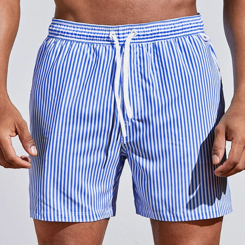 Herren-Badeanzug, Fitness-Badehose, schnell trocknend, Badeanzug, atmungsaktiv, Kordelzug mit Taschen, Shorts, Sommer, Strand, Surfen, Boardshorts