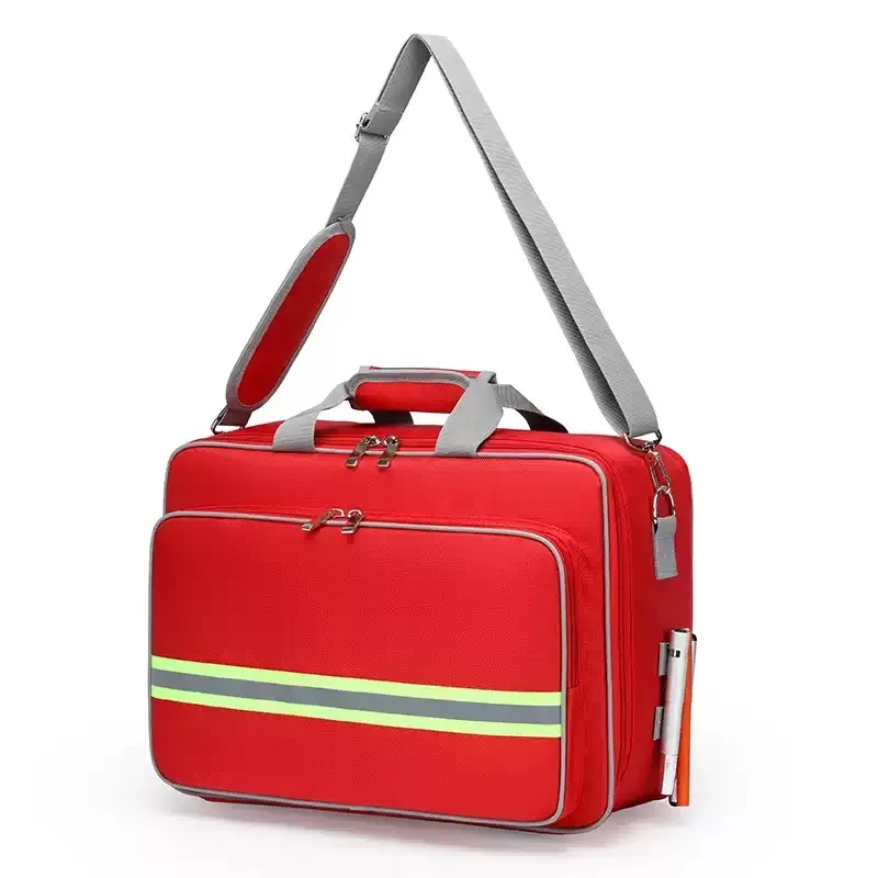 Empty Waterproof Oxford Medical First Aid Bag, Hand‑Shoulder Reflective Emergency Medic Storage Case 08814