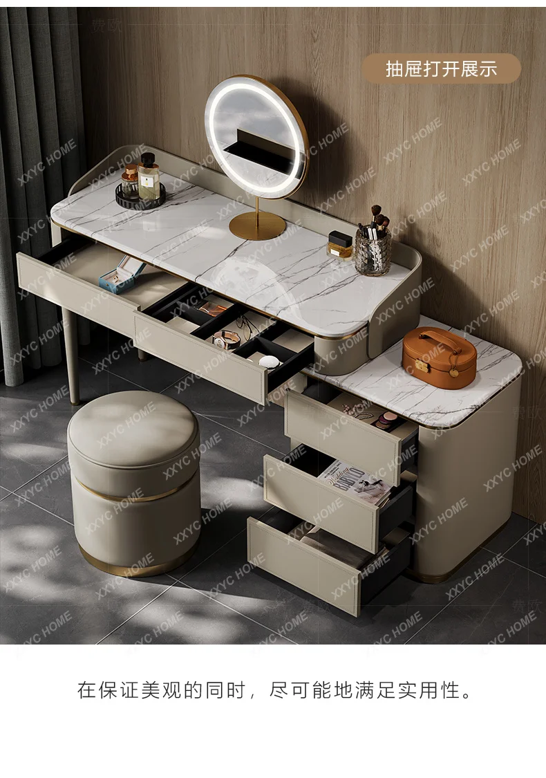 To Light Luxury Dressing Table Combination, Modern Simplicity, High-end Custom Natural Marble Integrated Dressing Table