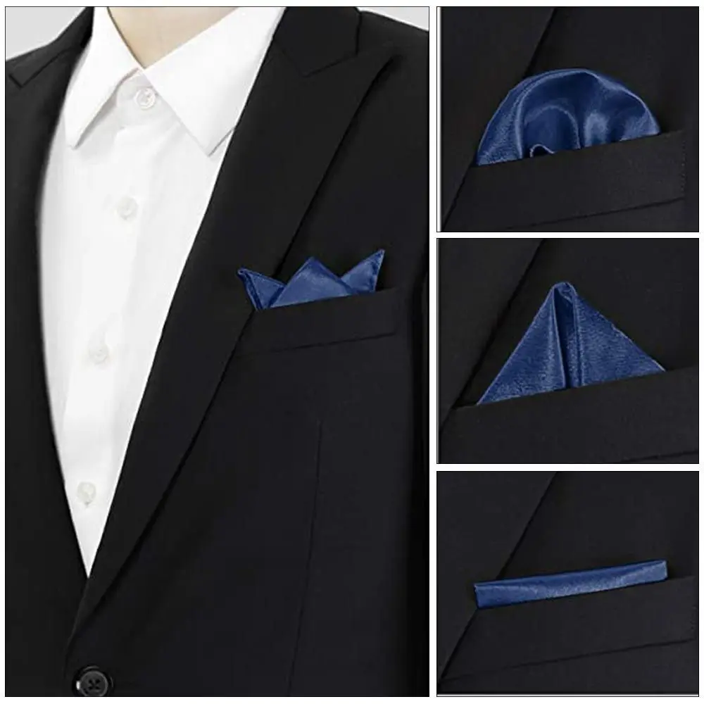 For Men 22*22CM Satin Plain Suits Pocket Square Fashion Silk Wedding Party Handkerchief