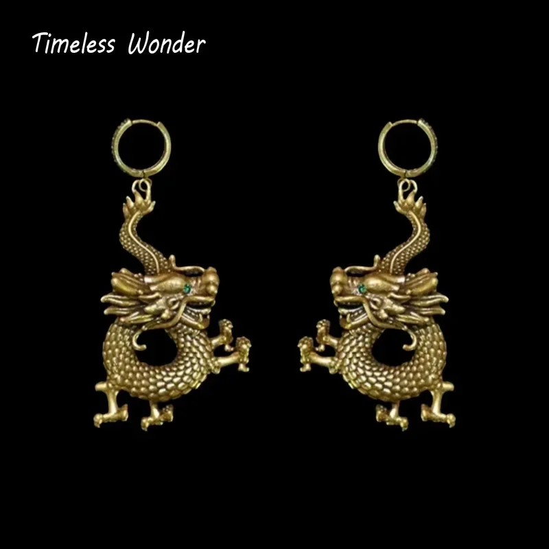 

Вневременные серьги-капли Wonder в стиле ретро с цирконием и драконом для женщин, дизайнерские ювелирные изделия, редкий подарок на подиуме, милый микс в китайском стиле 6268