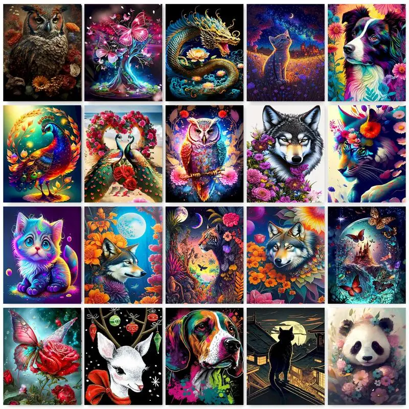 

GATYZTORY DIY Painting By Numbers Forest Colorful Animal DIY Paint by numbers On Canvas Home Decor Digital Painting