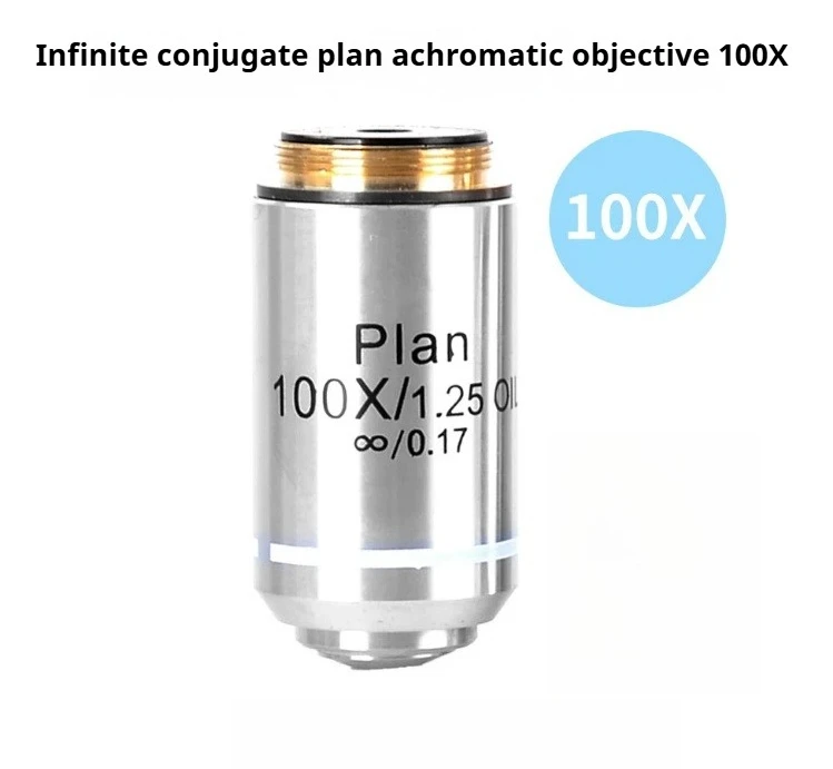 Objectif de microscope professionnel, lentille achromatique plan infini 4X 10X 20X 40X 60X 100X, objectif de microscope biologique haut de gamme