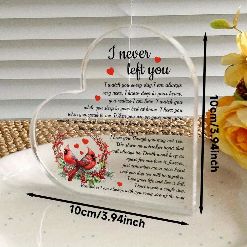 Qiaomais Wrought Iron Heart Wall Art I Never Left You Poem Cardinal Boho Farmhouse Decor Home Office Indoor Outdoor