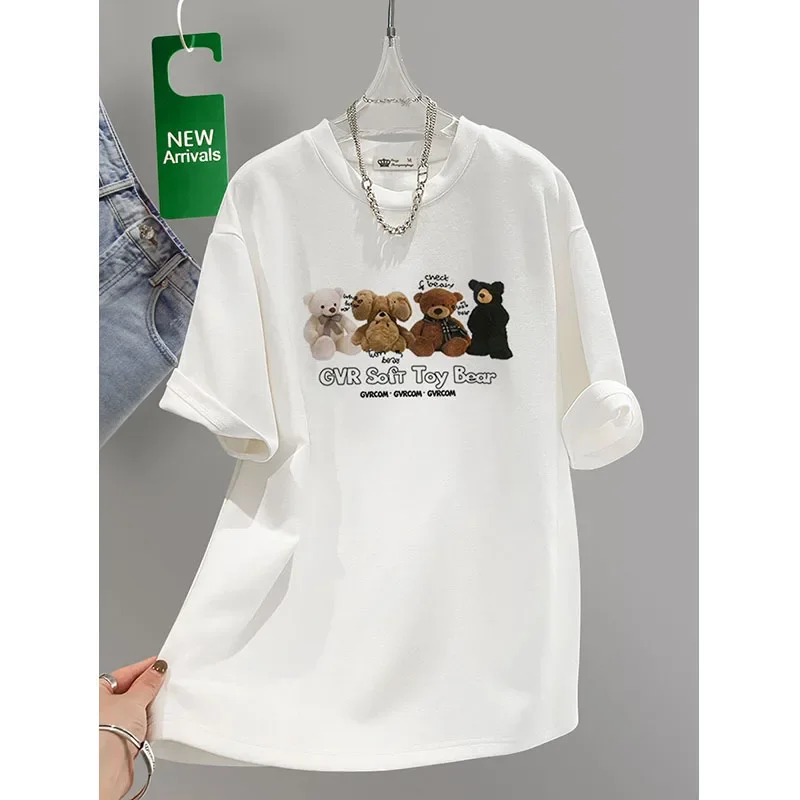 

Summer Fashion Cartoon Printed Casual Short Sleeve Tops Y2k Chic Streetwear Tee Women Comfortable Soft Loose T-shirt