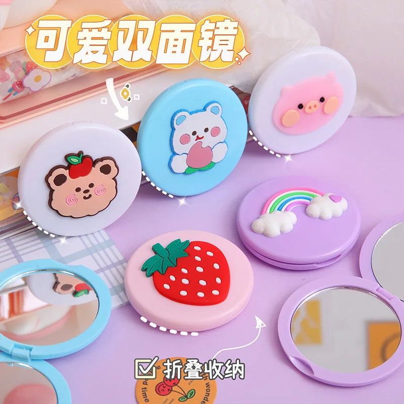 Cartoon Cute Double-sided Mirror Portable Folding Makeup Mirror Female Student Dormitory Home Handheld Mini Mirror