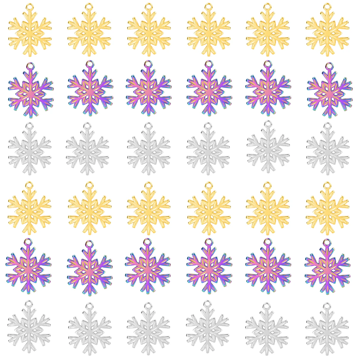 New 10pcs Christmas Snowflake Charms Pendant for Jewelry Making Findings Stainless Steel Snow Flake Charms DIY Necklace Earrings