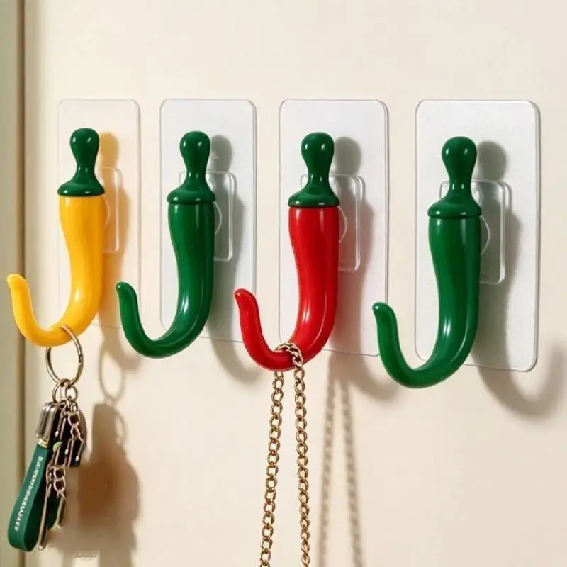 Niedliche, chiliförmige, selbstklebende Wandhaken, starke Tragfähigkeit, ohne Bohren, dekorativ für die Aufbewahrung in der Küche zu Hause. – Detail 3