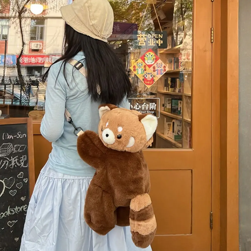 Soft Plush Toy Raccoon Doll Crossbody Bag Doll Large Capacity Children School Bag Plush JK Lolita Animal Shoulder Bag Students