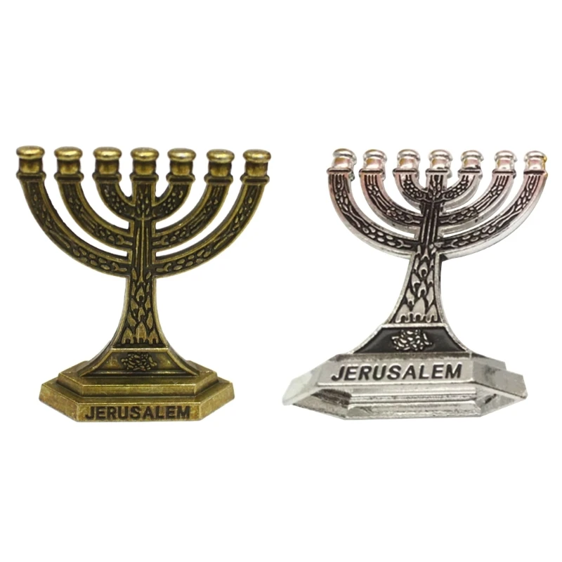 

Traditional Jewish Menorah 7 Branch Candlestick Jerusalem Temple Candle Holder 12 Tribes of Israel Menorah Candelabra
