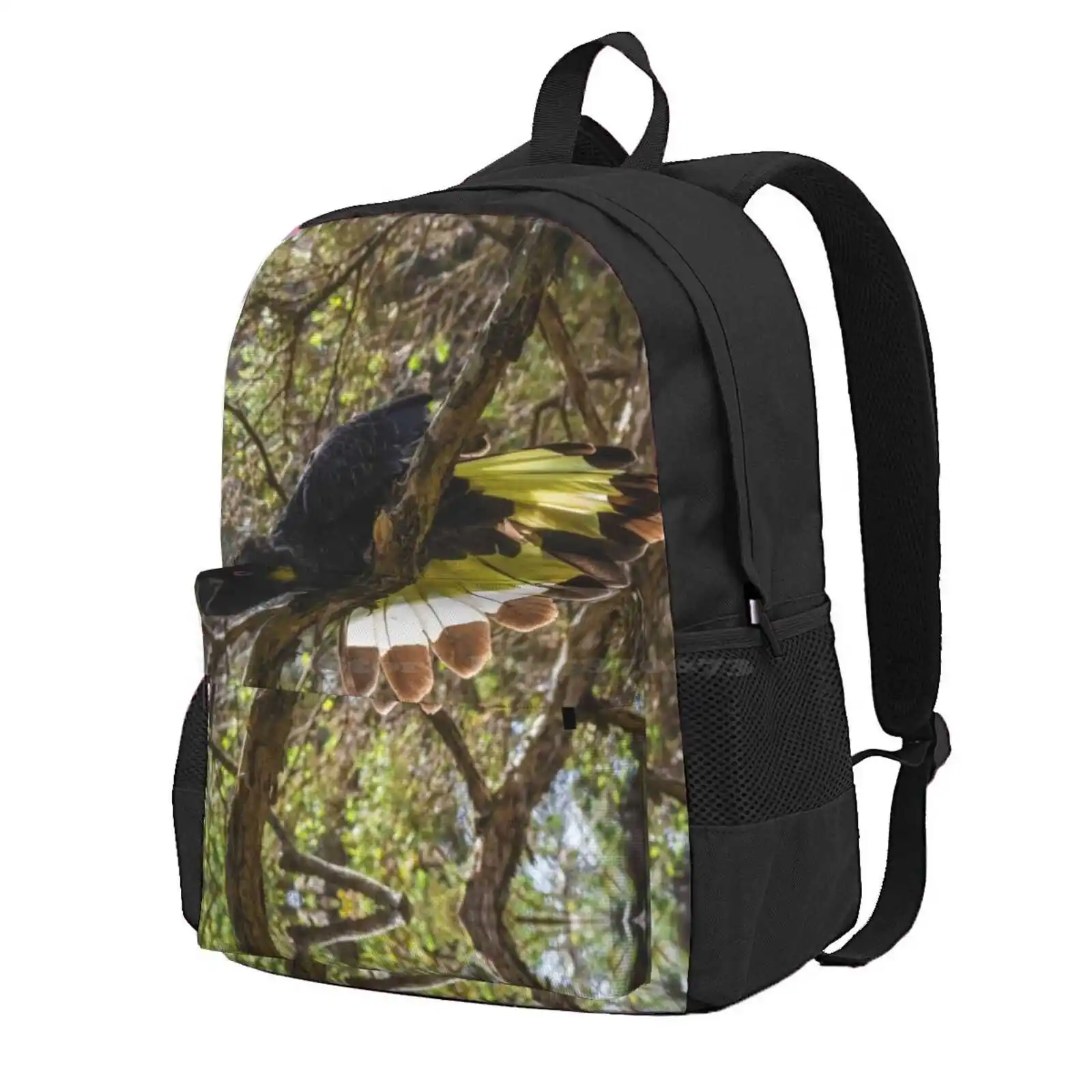 Yellow-Tailed Black Cockatoo Hot Sale Schoolbag Backpack Fashion Bags Cockatoo Black Yellow Tailed