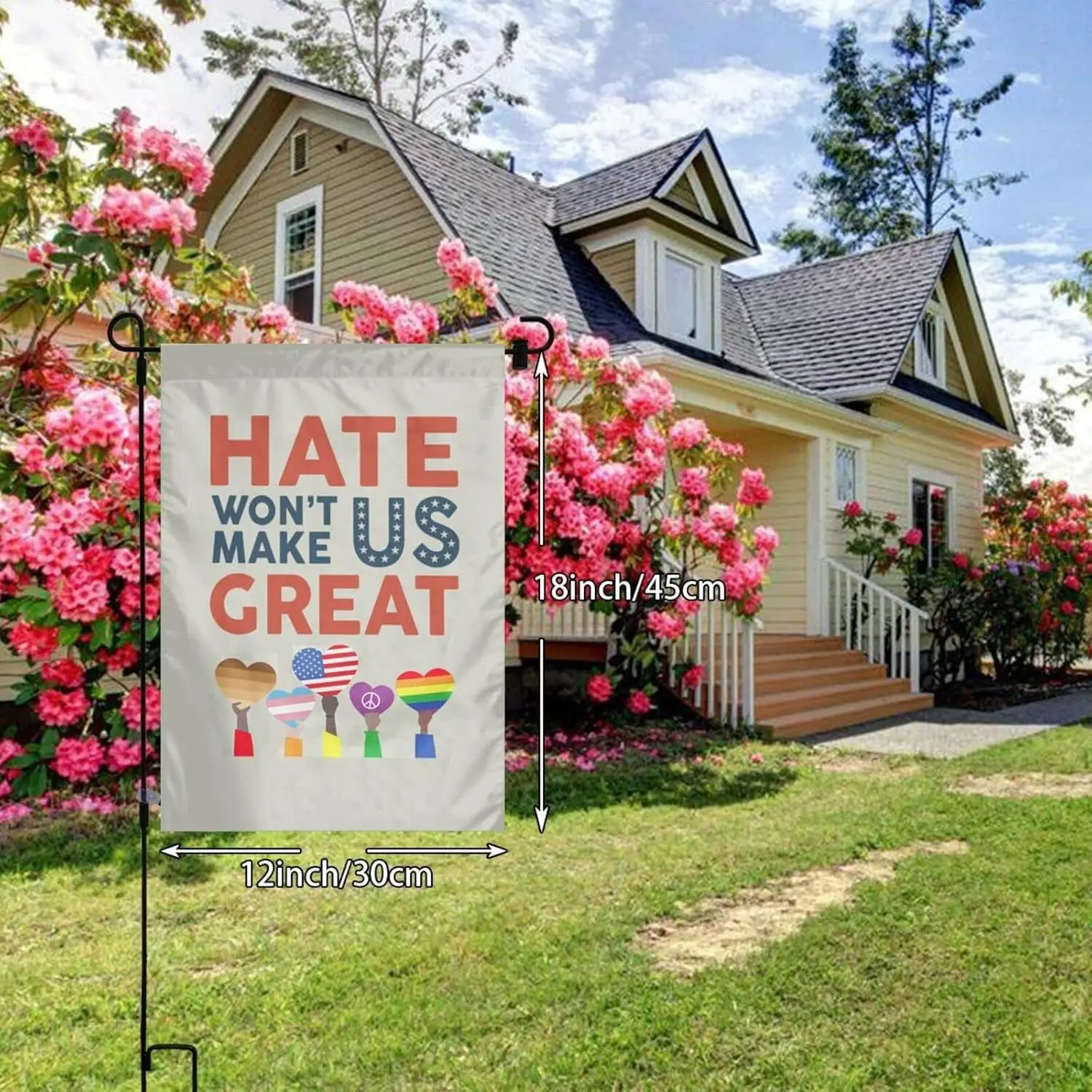 Hate Won_t Make Us Great Garden Flag Garden Flags 12 X 18 Inch Double Sided Seasonal Flag Novelty Flag Banners Outdoor Welcome G