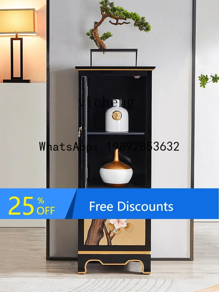 

LYY New Chinese Style Sideboard Narrow One Wall High Cabinet Storage Wine Cabinet Light Luxury