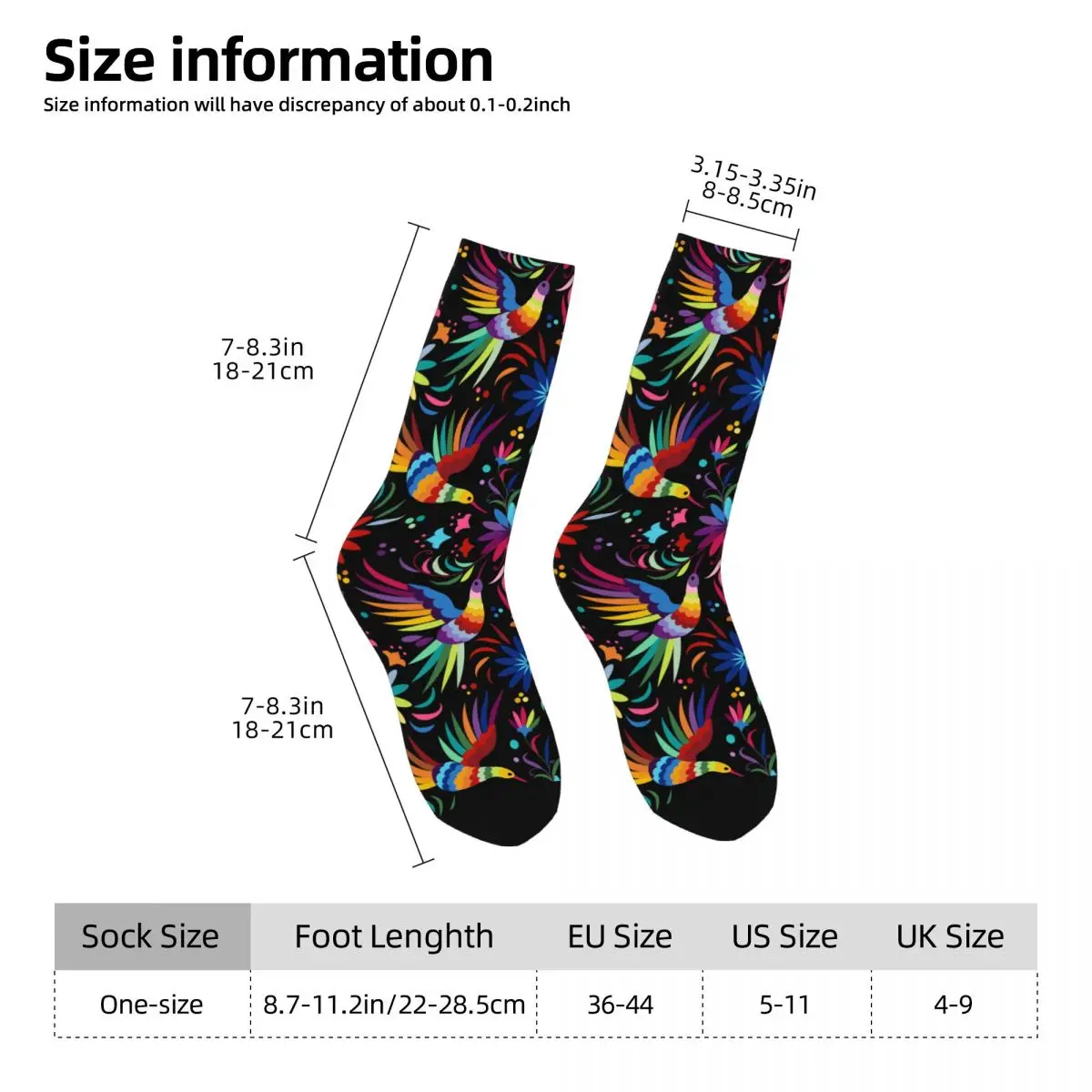 Hip Hop Retro Birds And Flowers Crazy Men's Socks Unisex Mexican Floral Harajuku Seamless Printed Novelty Crew Sock Boys Gift