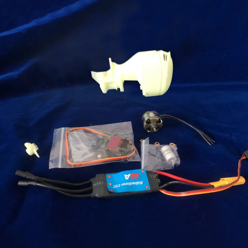 1Set 1/14 Scale RC Boat Outboard Motor 3D Printed Integrated Housing w Brushless Motor 40A Bidirectional ESC DIY Assembly Parts