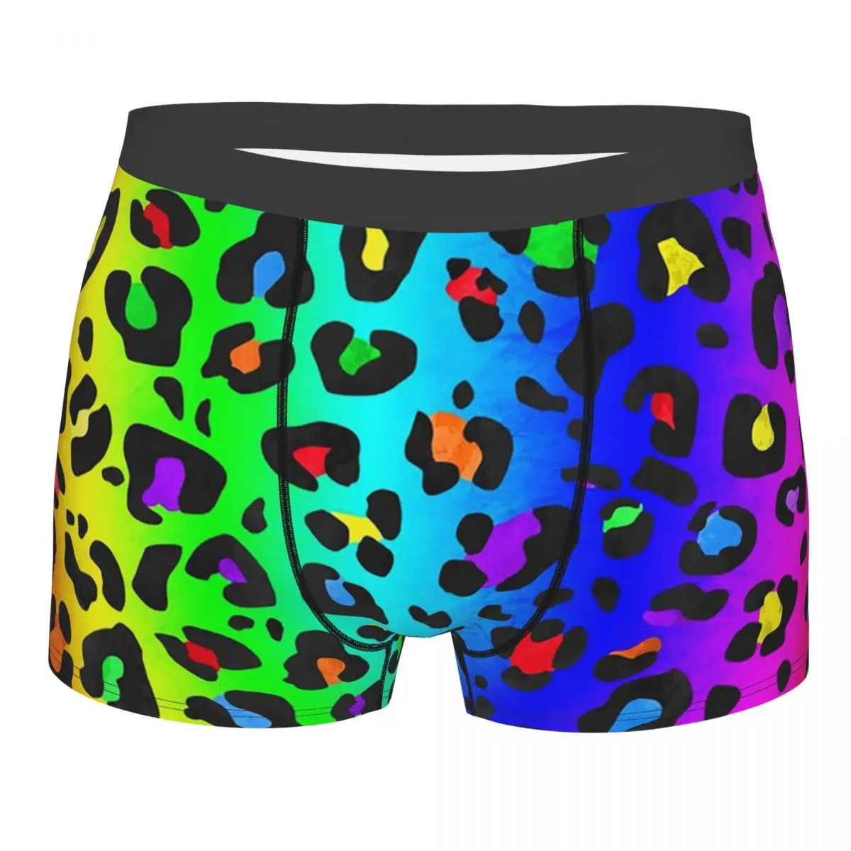 Boxer Underpants Shorts Double Rainbow Leopard Print All Over Animal Pattern Panties Men's Breathable Underwear Homme Man Gifts