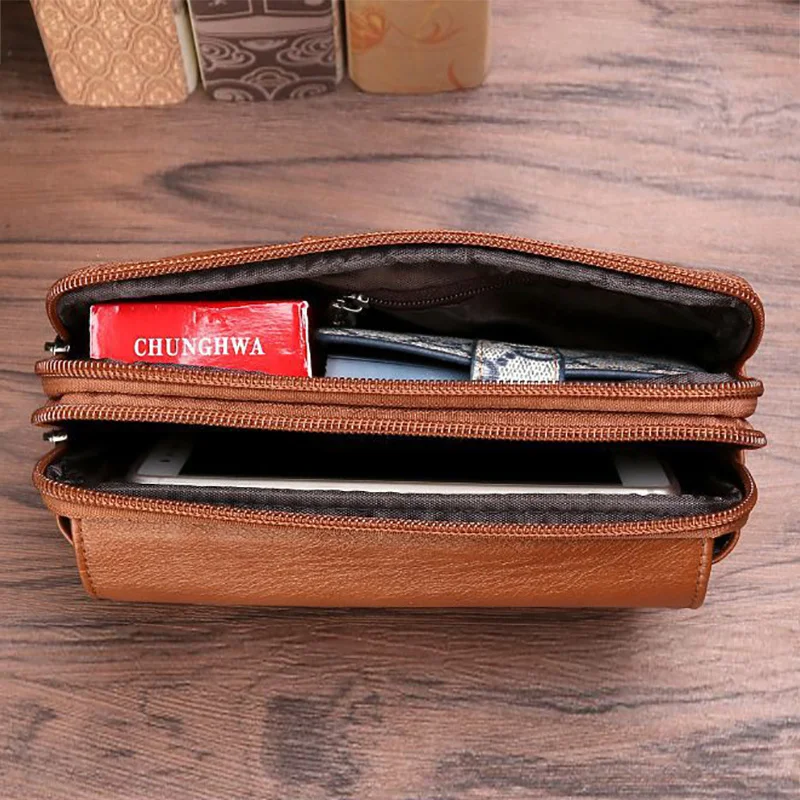 Echt leder Männer Zelle/Handy hülle Abdeckung Hüft tasche Zigarette männliche natürliche Haut 5,5-6.3 "Hüft gürtel Gürtel tasche Geldbörse