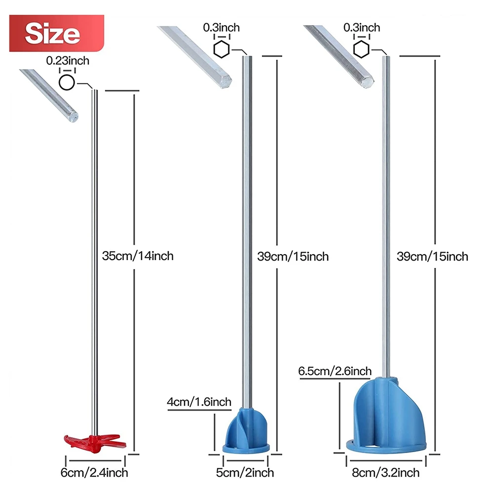 BFYL-Pack of 3 Paint, Epoxy Resin, Mud&Ceramic Glaze Mixer Paddle Blades-Power Drill Stirring Attachment-Mixer Mixing Paddles