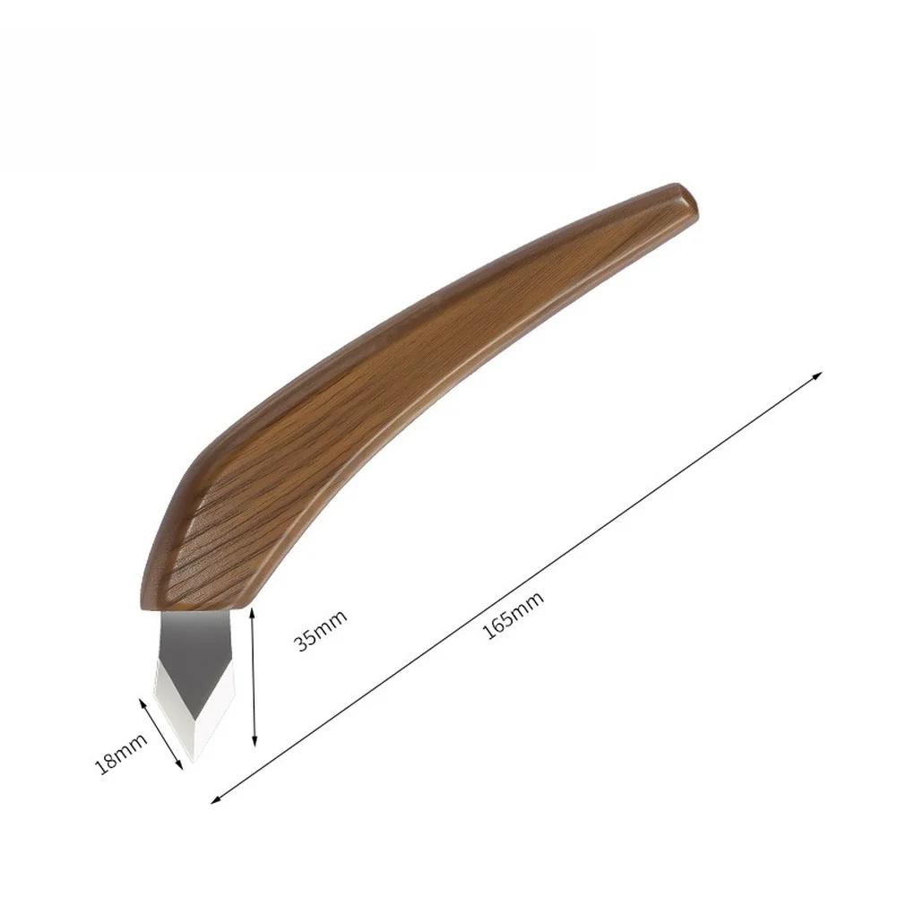 165mm Curved Handle Carving Tool Dual Edge Walnut Wood Ergonomic Knife- Woodworking Craft Model Making Hardware Tools