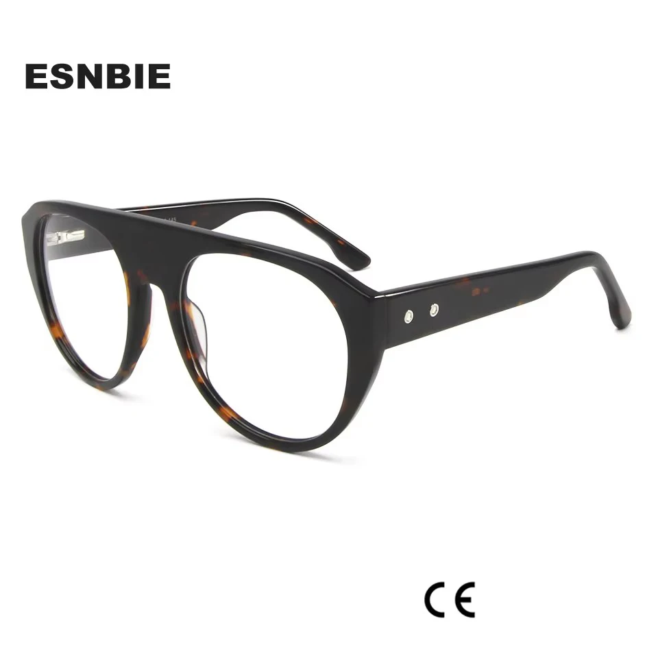 Vintage Acetate Eyeglasses Frame Men Women Pilot Spectacles Prescription Myopia Optical Glasses Spring Hinge Eyewear Oculus