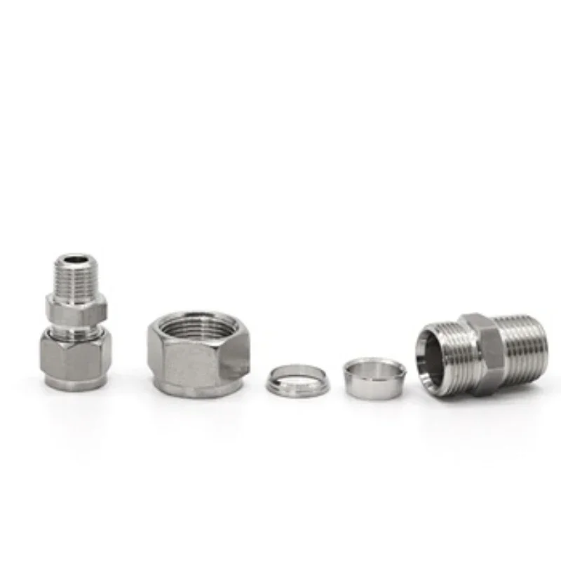 SS 304 Stainless Steel Double Ferrule Compression Connector 6mm 8mm 10mm 12mm Tube to 1/8\