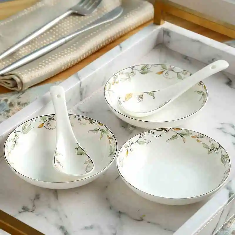 3pcs set, 4 inch, fine bone china small dishes, leaf and gold strip painting, seasoning dip and clip plate, pottery sushi boat