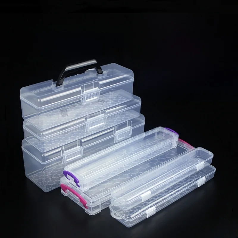 Rectangular Art Supplies Storage Box Nail Polish Watercolor Painting Brushes Coloring Pens Stationery Box Tool Kit