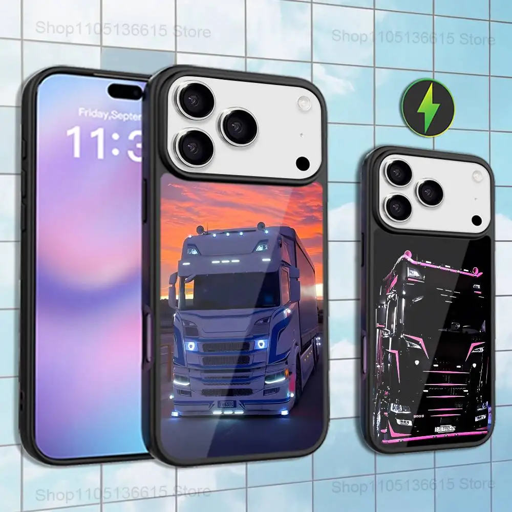 멋진 대형 트럭 아트 케이스 아이폰 16,15,17,14,13,12,11,프로,맥스,플러스,미니,맥세이프,마그네틱 무선 충전 케이스