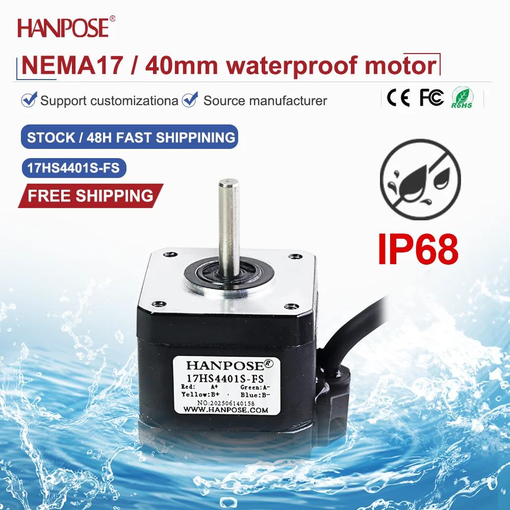 

NEMA17 17HS4401S-FS Водонепроницаемый шаговый двигатель 0,4 Нм 1,5 А А Аксессуары для 3D-печати Производитель двигателей Прямые продажи NEMA17