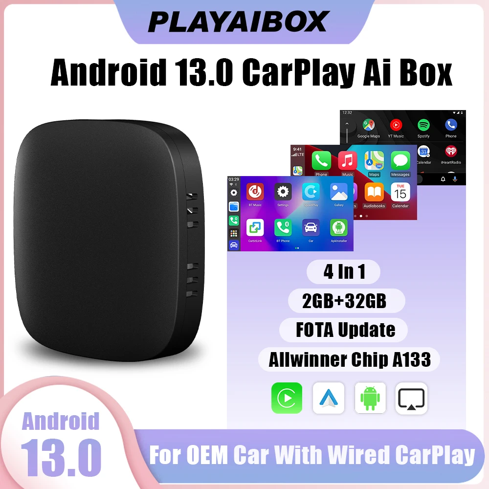 Wireless Android Auto Carplay Ai Box 13 For Netflix For Kia Peugeot Mazda MG Citroen Toyota Volvo Audi Buick Ford Chevrolet MG