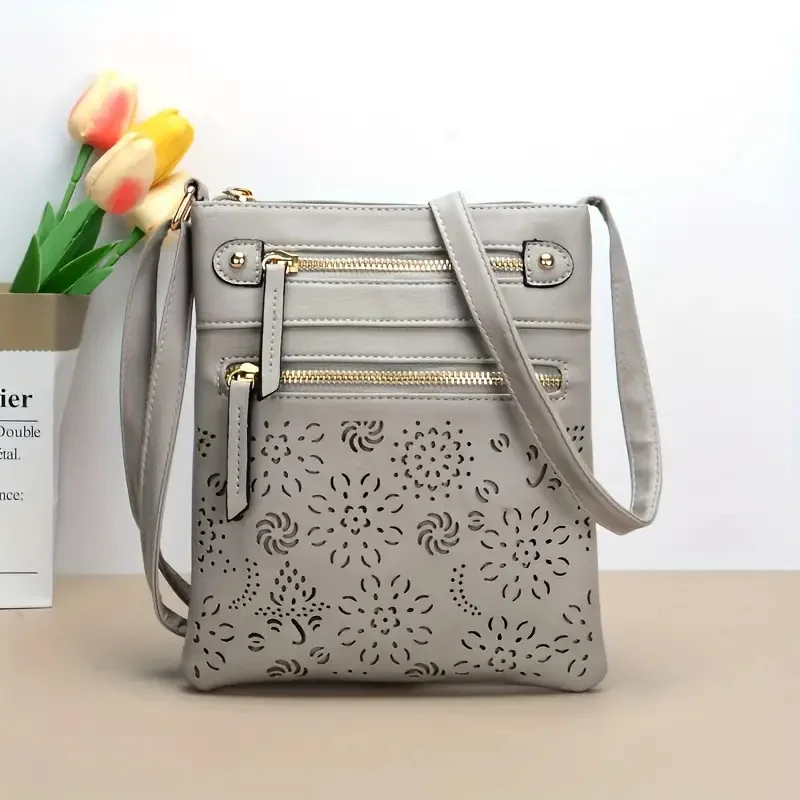 Hollow Out Crossbody Bags For Women, Retro Flower Pattern Shoulder Bag For Daily Used & Gift