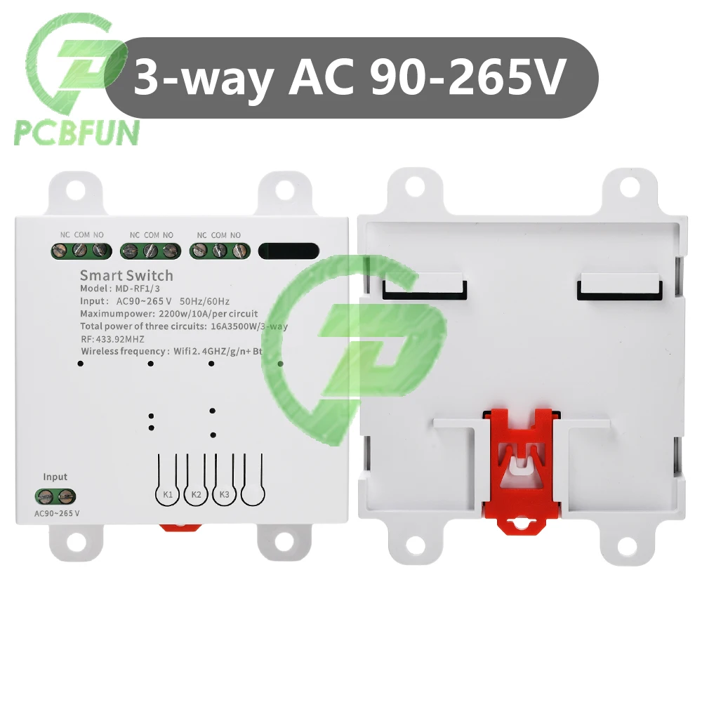 

3/4-Way Smart WiFi Bluetooth Relay Module for Smart Home Switch Module Supports Remote Control 433.92MHz