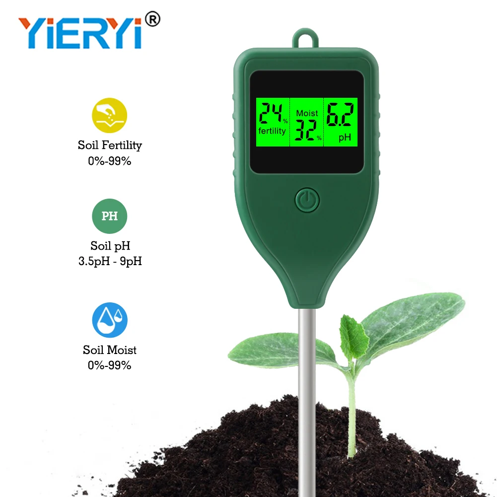 

Digital LCD Display Soil PH Meter 3 in 1 Soil Moisture Meter Farm Garden Fertility Tester Detector for Potted Garden