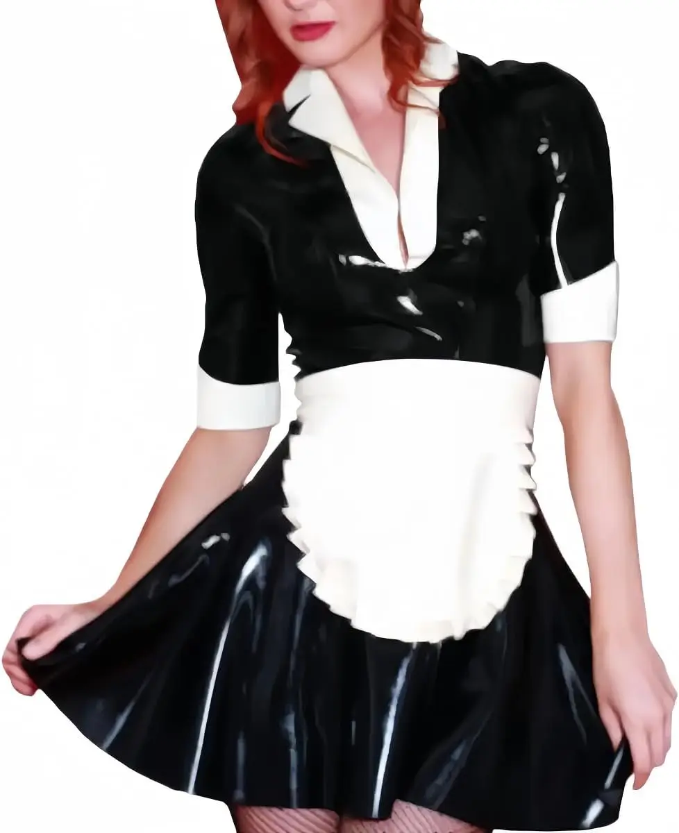 

Woman's Latex Sexy Maid Dress with Apron