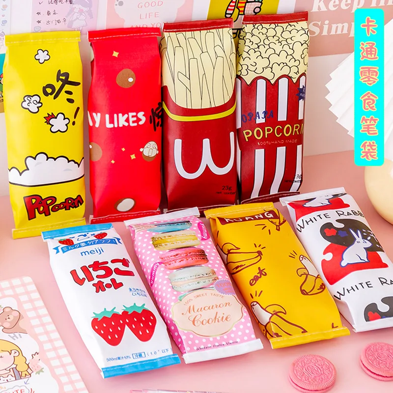 Cartoon Snack Pencil Case Student Pencil Case Stationery Bag Popcorn Fries Storage Bag Pencil Case Student Stationery Gift