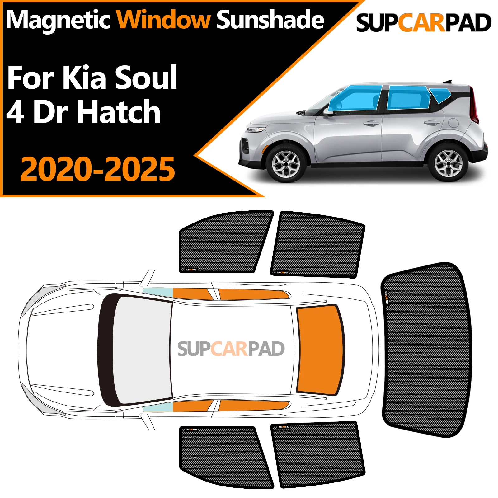 

Солнцезащитный козырек на окно автомобиля на заказ для Kia Soul 4 Dr Hatch 2020-2025, магнитная занавеска, сетчатая передняя занавеска на лобовое стекло