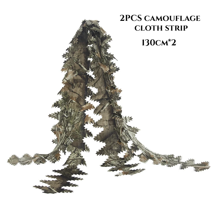 2pcs Geely Camouflage Fabric Strip, Outdoor Hidden Material, DIY Handmade Material, 130cm Camouflage Strip,Hunting Accessories