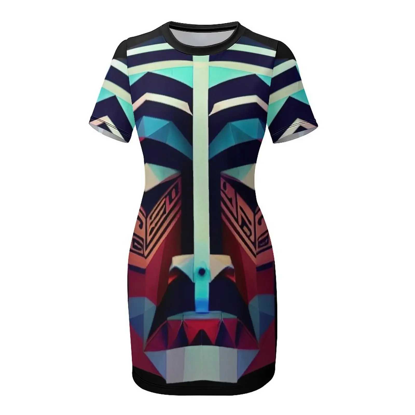 Maori Face Art Deco Short-Sleeved Dress Women dresses summer dress for women summer Prom gown luxury dress