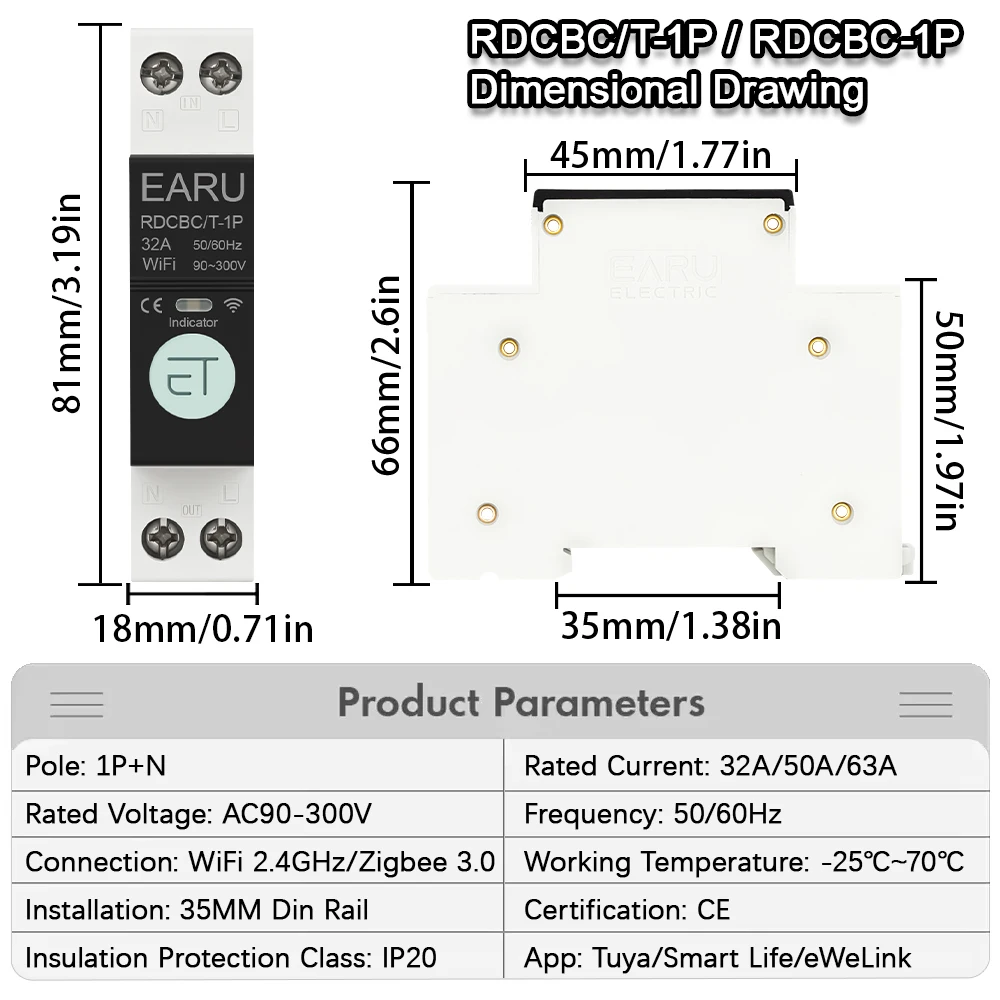 3P+N WIFI Rail Type AC Intelligent Air Circuit Breaker Mobile Phone APP Wireless Remote Control Circuit Power Off Control Switch