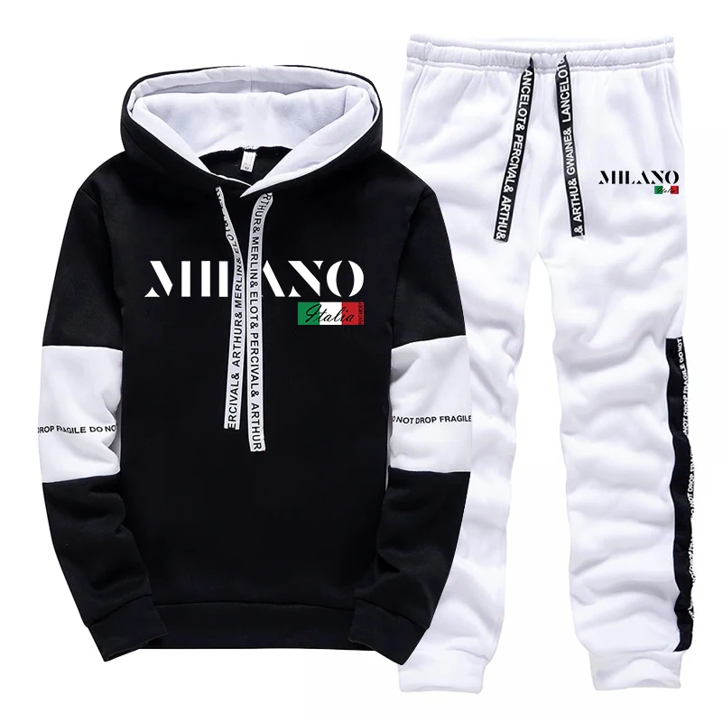 Italien Mode Outfits für Männer Herbst Täglich Casual Sport Jogging Anzug Urban Trend Hoodies 2 stücke Set Männlich Hause Outdoor Trainingsanzüge