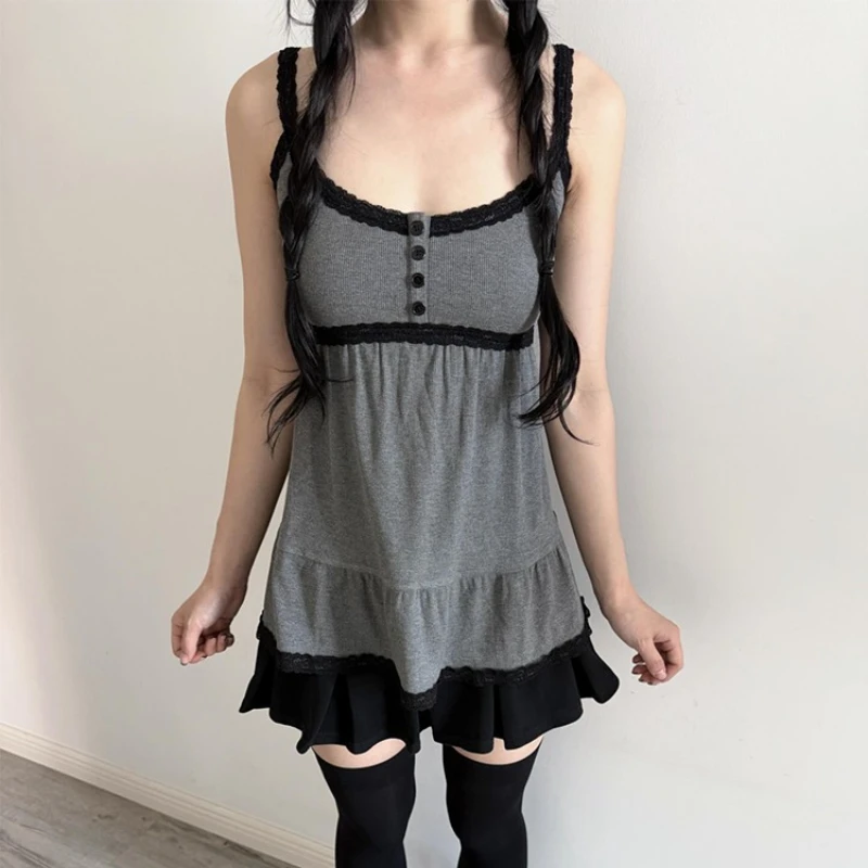 Damen Sommer Tank Top Ästhetisches Grafik-Print E-Girl Ärmelloses Camisole Top Y2K Ästhetisches Shirt 2000er Jahre Goth Camis Alt Kleidung – Detail 3