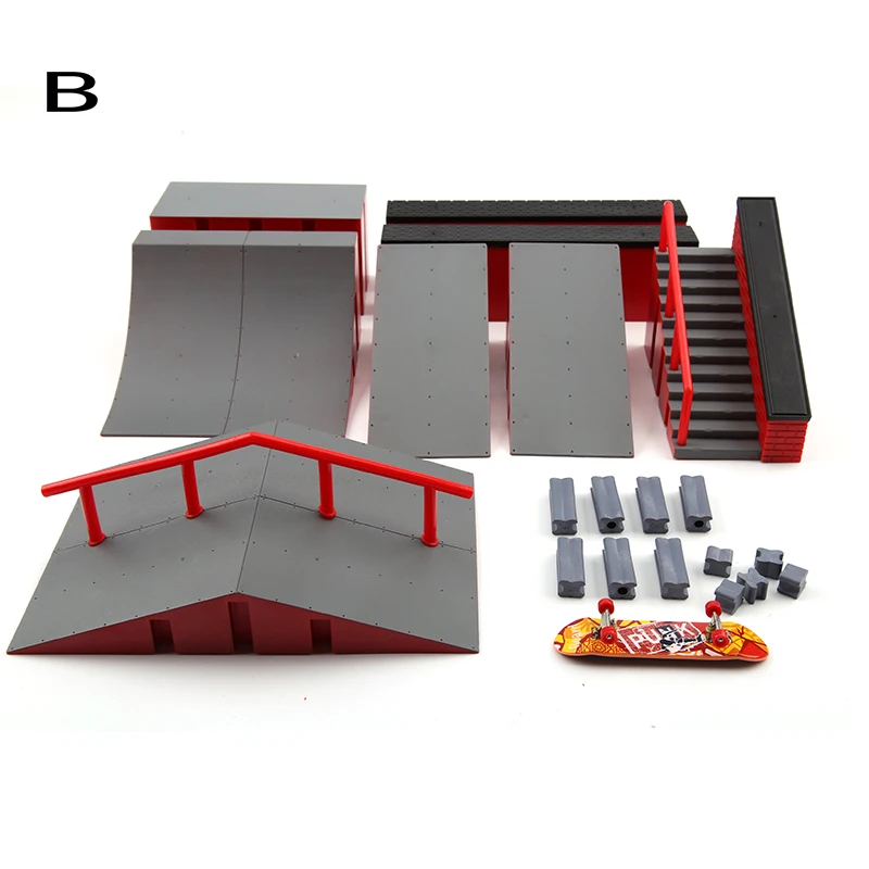 Finger Skateboard Big Scene DIY Mini Park Figure Skate Platform Stunt Ramp Stairs Venue Combination Indoor Home Toys