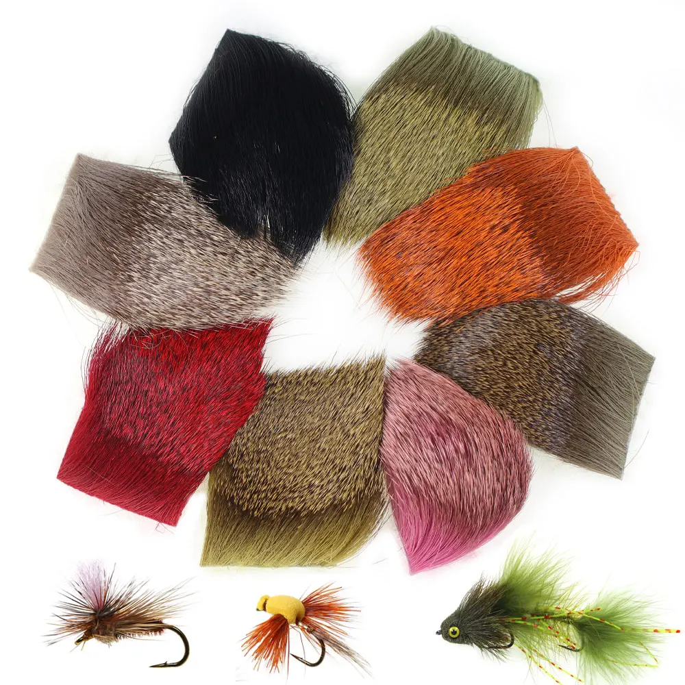 1PC 5cm X 5cm Natural and Dyed Deer Hair Fly Tying Material for Nymph Dry Fly Streamers Trout Fishing Lures