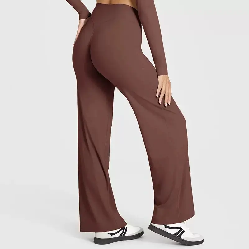 New Style High-Waisted Slightly Flared Yoga Pants Summer Straight Leggings Loose Outerwear for Outdoor Sports Trousers