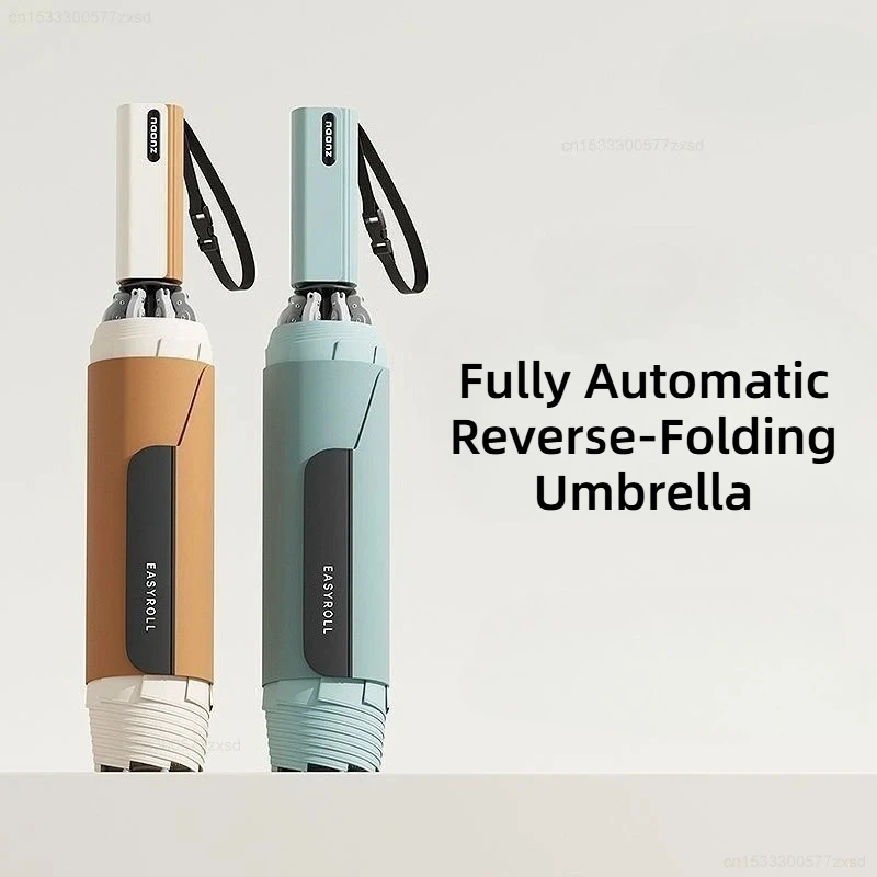 Outdoors Fully Automatic Reverse-Folding Umbrella Durable Wind-resistant Umbrella Rainproof UV Resistant Folding Travel Umbrella